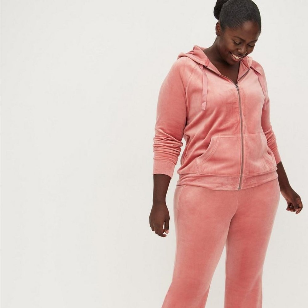 Torrid Pink Velour Long Sleeve Zip Lounge Hoodie Size 4x